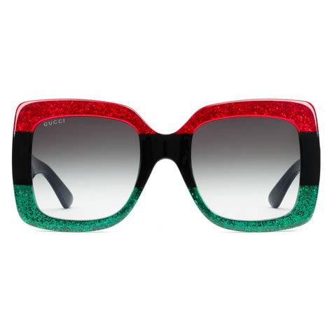 gucci sunglasses red and green sides|gucci 56mm square sunglasses.